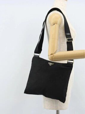 PRADA Shoulder Bag Nylon Black Auth 170396